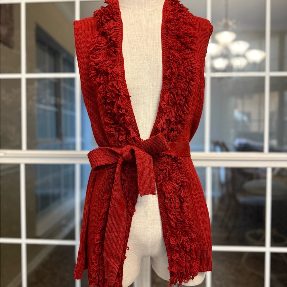 OneA Burgundy Fringe Sweater Vest – Size Large